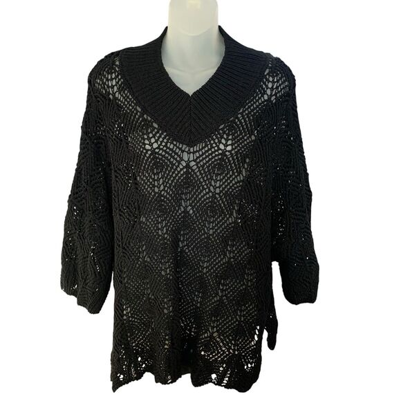 Zara Pointelle Open Knit Sweater Crochet Loose Fit Oversized Blogger Fav XL NWT - Picture 3 of 10